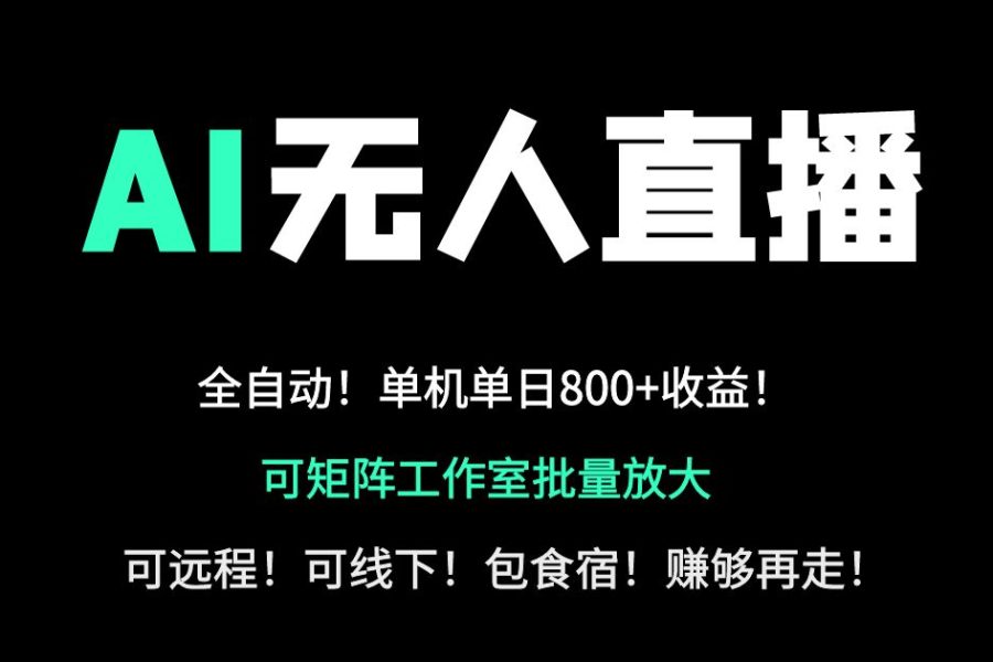 24小时自动带货！AI无人直播副业日赚800+，轻资产创业首选