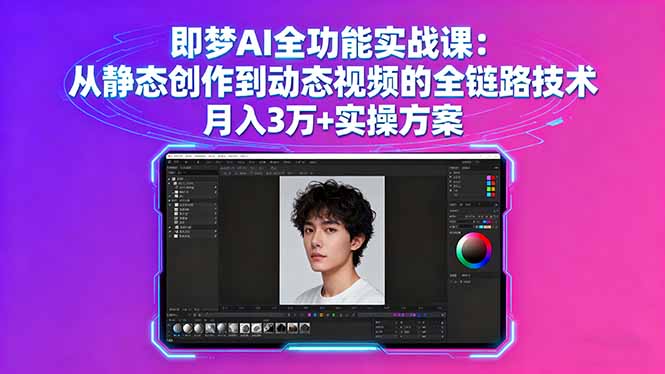 即梦AI全功能实战课：从静态创作到动态视频的全链路技术 月入3万+实操方案