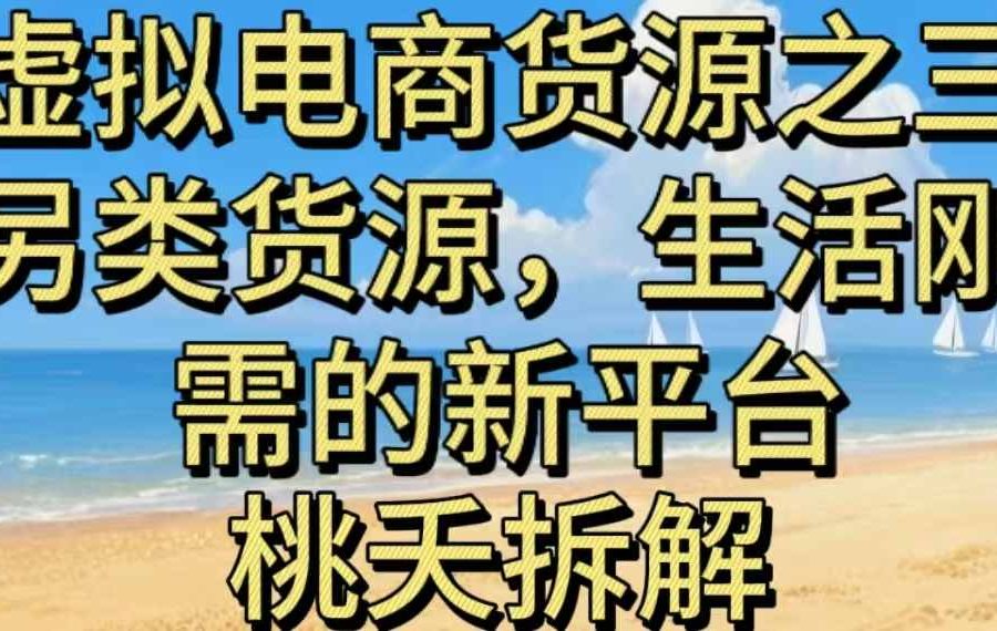 虚拟电商之三另类的货源，生活刚需的新平台