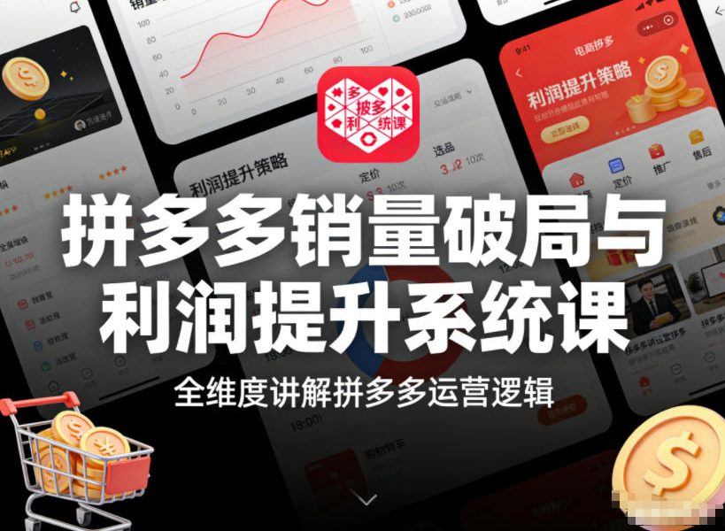 拼多多销量破局与利润提升系统课，全维度讲解拼多多运营逻辑