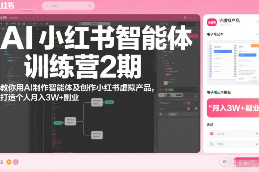 AI小红书智能体训练营2期，教你用AI制作智能体及创作小红书虚拟产品，打造个人月入3W+副业(完结)