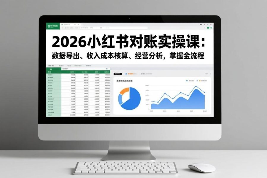 2026小红书对账实操课：数据导出、收入成本核算、经营分析，掌握全流程