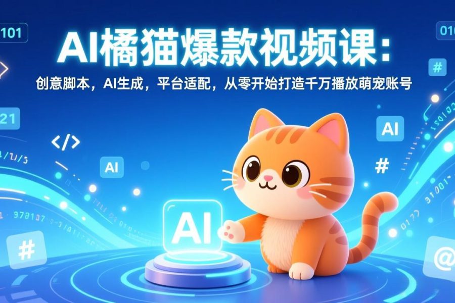 AI橘猫爆款视频课：创意脚本，AI生成，平台适配，从零开始打造千万播放萌宠账号