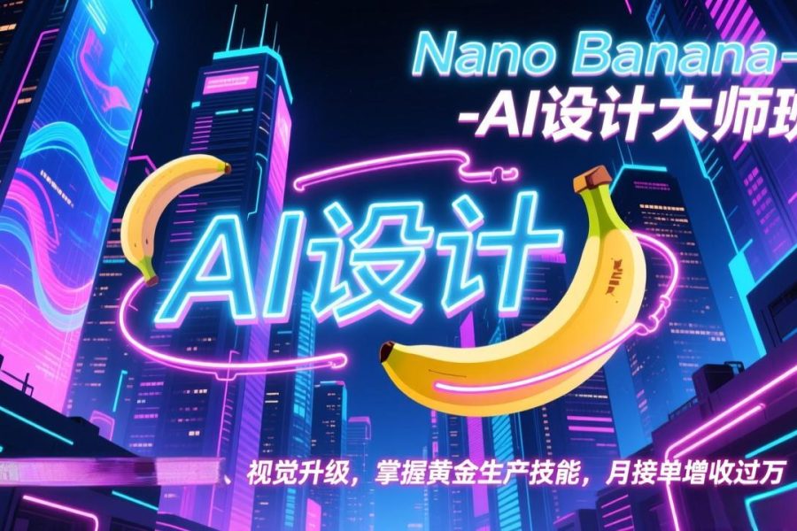 Nano Banana-AI设计大师班，修图合成、广告创作、视觉升级，掌握黄金生产技能，月接单增收过万