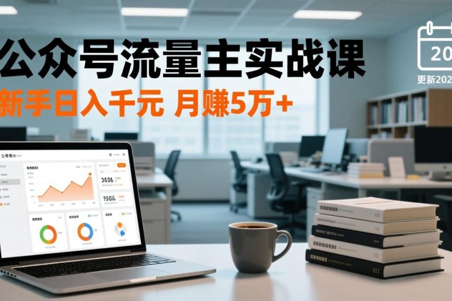 公众号流量主实战课，爆文写作、流量池运营、多平台分发，新手日入千元月赚5万+更新2026年