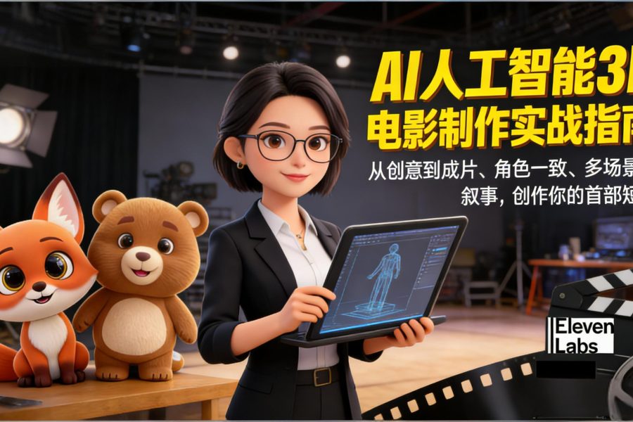 AI人工智能3D电影制作实战指南：从创意到成片、角色一致、多场景叙事，创作你的首部短片