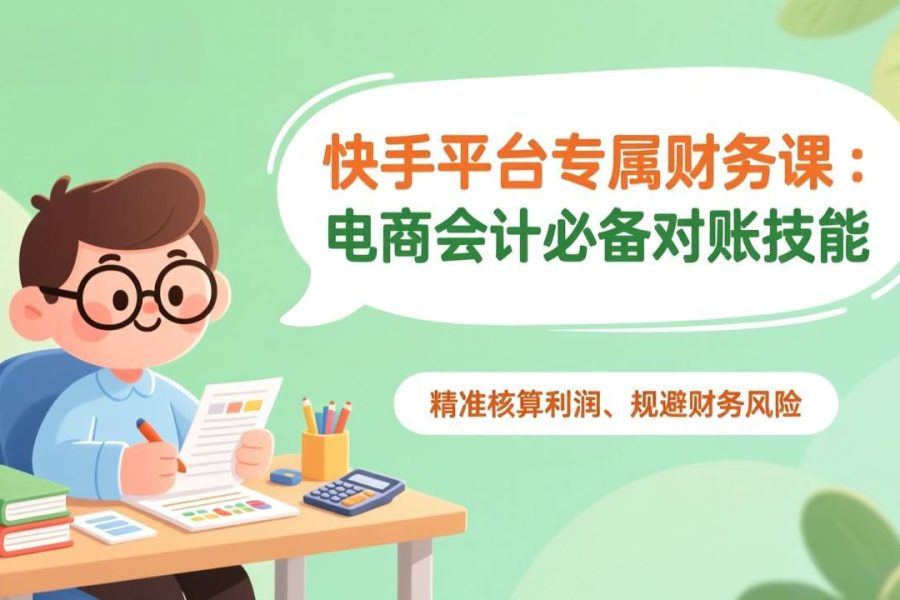 快手平台专属财务课：电商会计必备对账技能，精准核算利润、规避财务风险