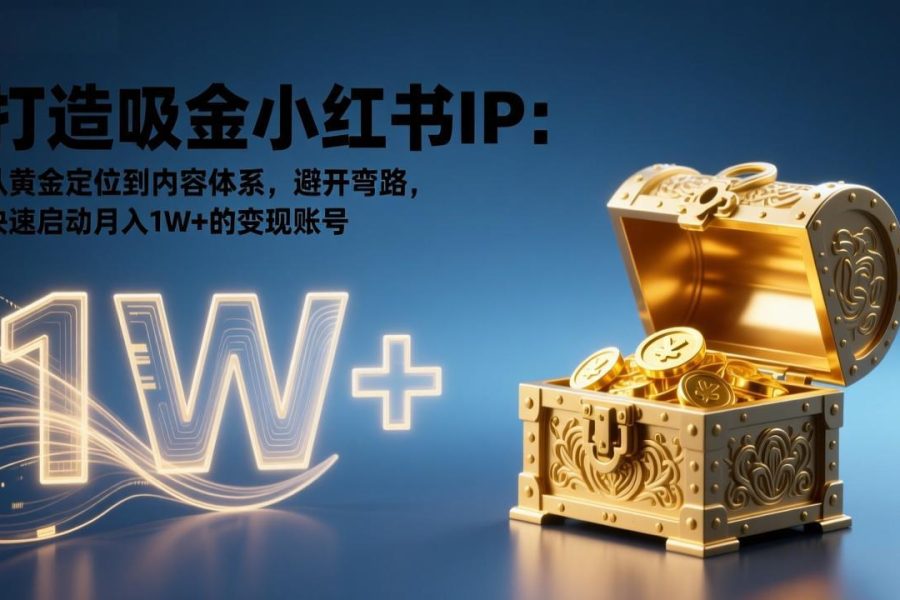 打造吸金小红书IP：从黄金定位到内容体系，避开弯路，快速启动月入1W+的变现账号