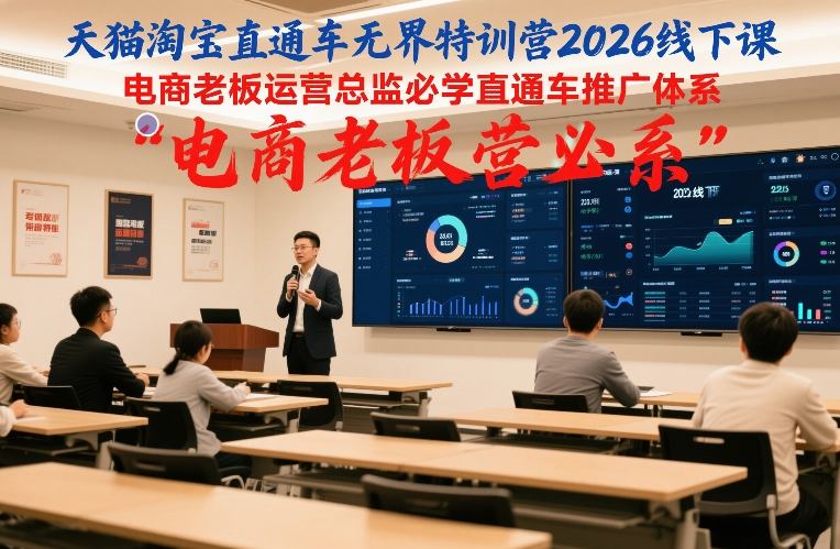 天猫淘宝直通车无界特训营2026线下课，电商老板运营总监必学直通车推广体系