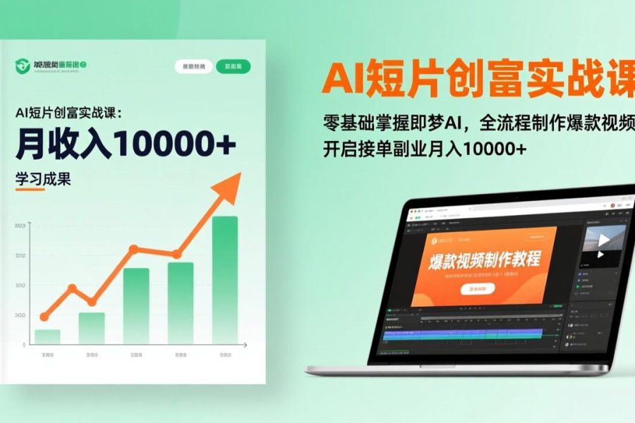 AI短片创富实战课：零基础掌握即梦AI，全流程制作爆款视频，开启接单副业月入10000+(更新