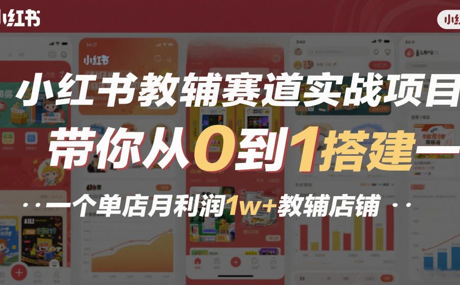 小红书教辅赛道实战项目，带你从0到1搭建一个单店月利润1w+教辅店铺