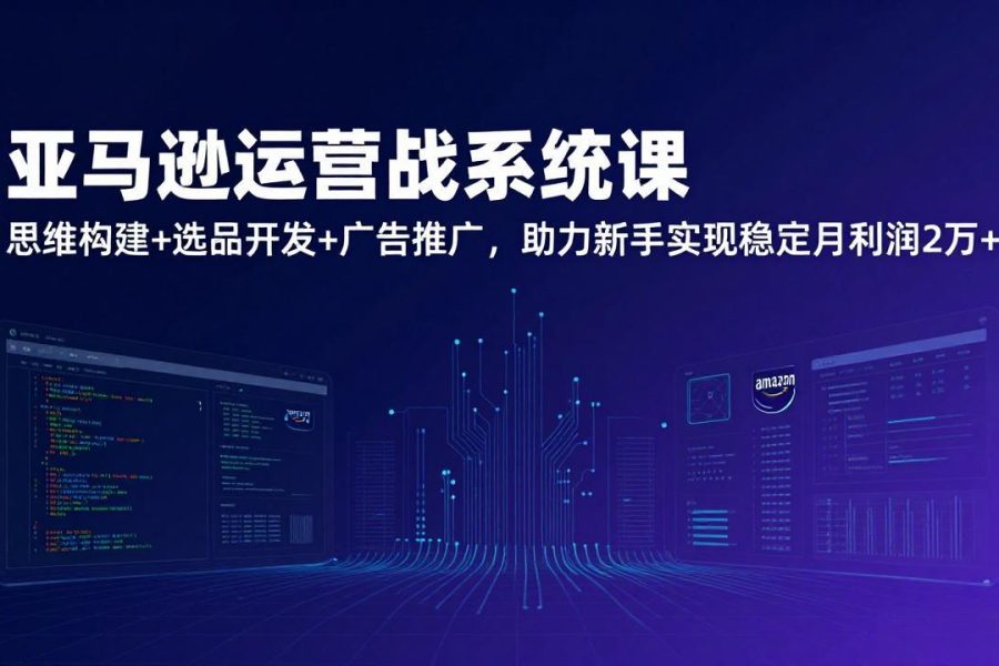 亚马逊运营实战系统课，思维构建+选品开发+广告推广，助力新手实现稳定月利润2万+(更新