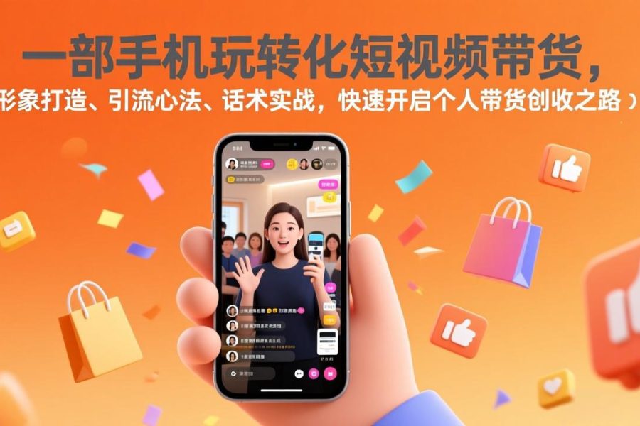一部手机玩转化短视频带货，形象打造、引流心法、话术实战，快速开启个人带货创收之路