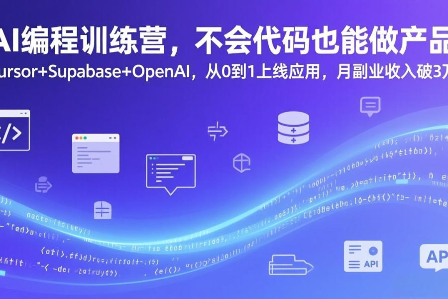 AI编程训练营,不会代码也能做产品,Cursor+Supabase+OpenAI,从0到1上线应用,月副业收入破3万