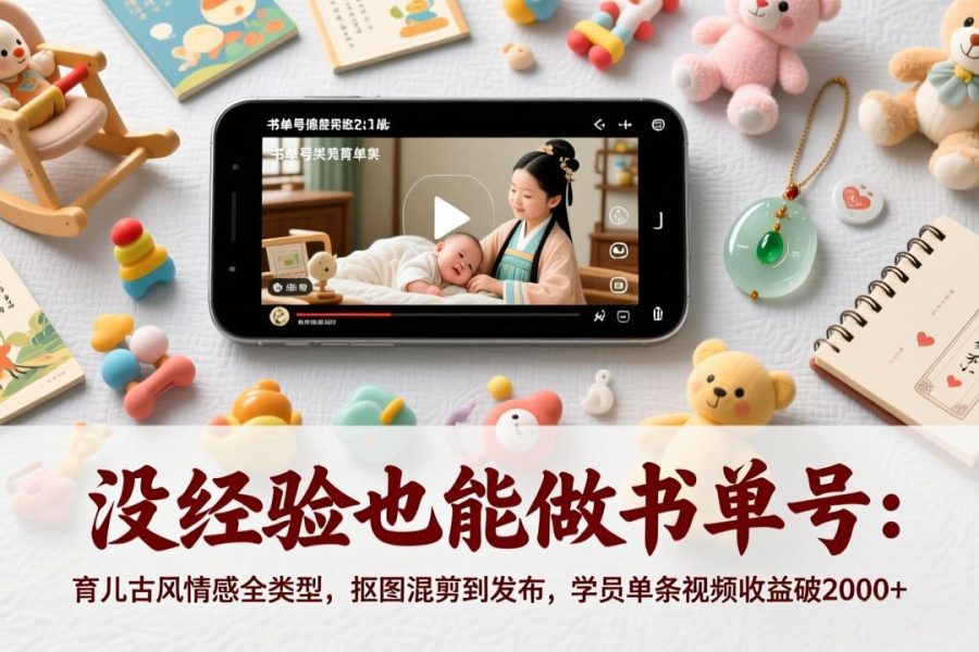 没经验也能做书单号:育儿古风情感全类型,抠图混剪到发布,学员单条视频收益破2000+