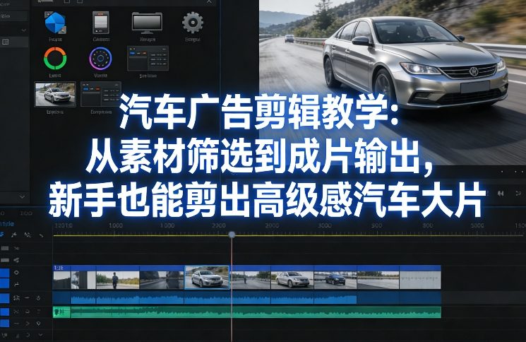 汽车广告剪辑教学:从素材筛选到成片输出,新手也能剪出高级感汽车大片