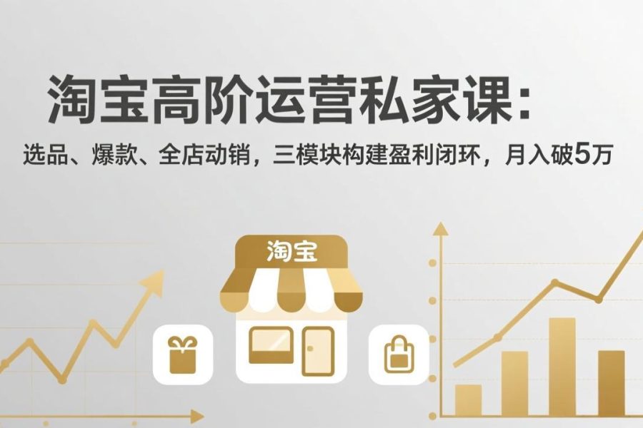 淘宝高阶运营私家课：选品、爆款、全店动销，三模块构建盈利闭环，月入破5万(更新26年2月