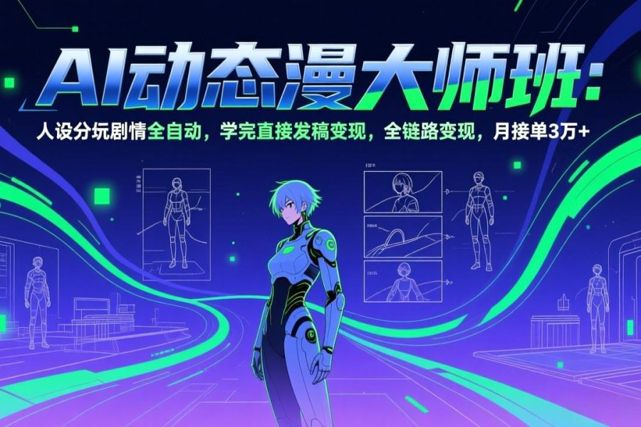 AI动态漫剧大师班：人设分镜剧情全自动，学完直接发稿变现，全链路变现，月接单3万+