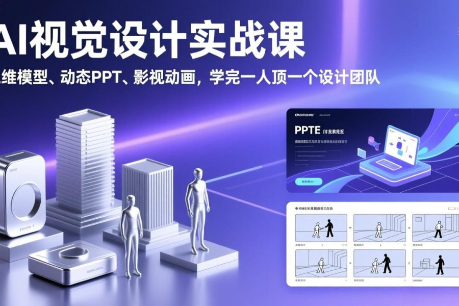 AI视觉设计实战课,三维模型、动态PPT、影视动画,学完一人顶一个设计团队