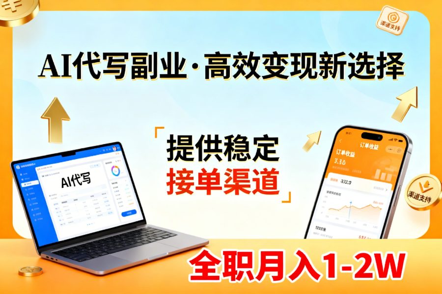 AI代写副业,高效变现,提供渠道,永不失业副业兼职 全职月入1-2W【SOP手册】