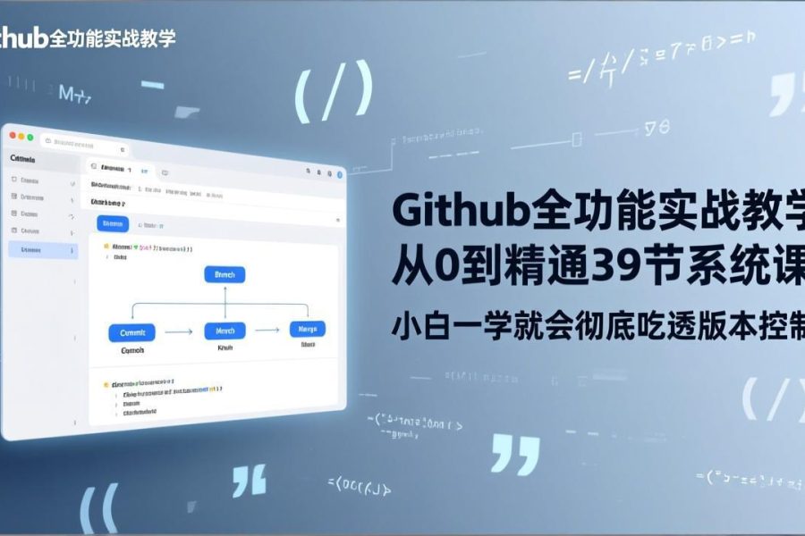 GitHub-全功能实战教学，从0到精通39节系统课，小白一学就会彻底吃透版本控制