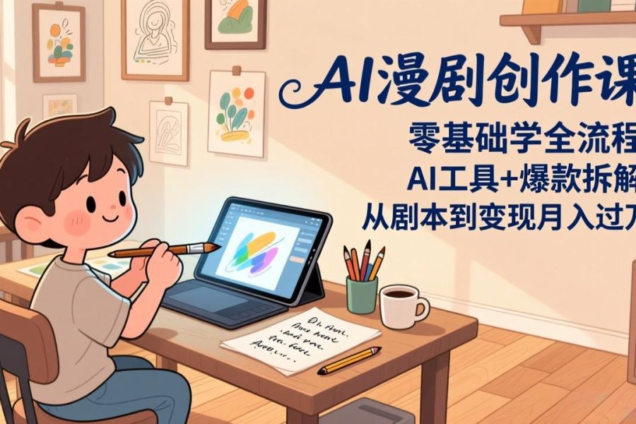 AI漫剧创作课：零基础学全流程，AI工具+爆款拆解，从剧本到变现月入过万