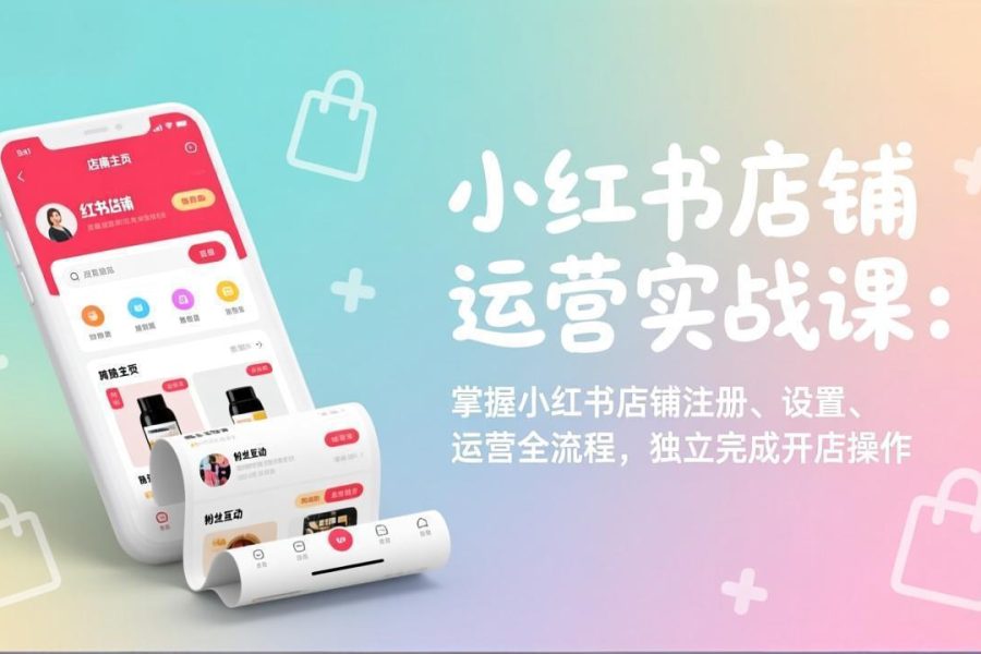 小红书店铺运营实战课：掌握小红书店铺注册、设置、运营全流程，独立完成开店操作