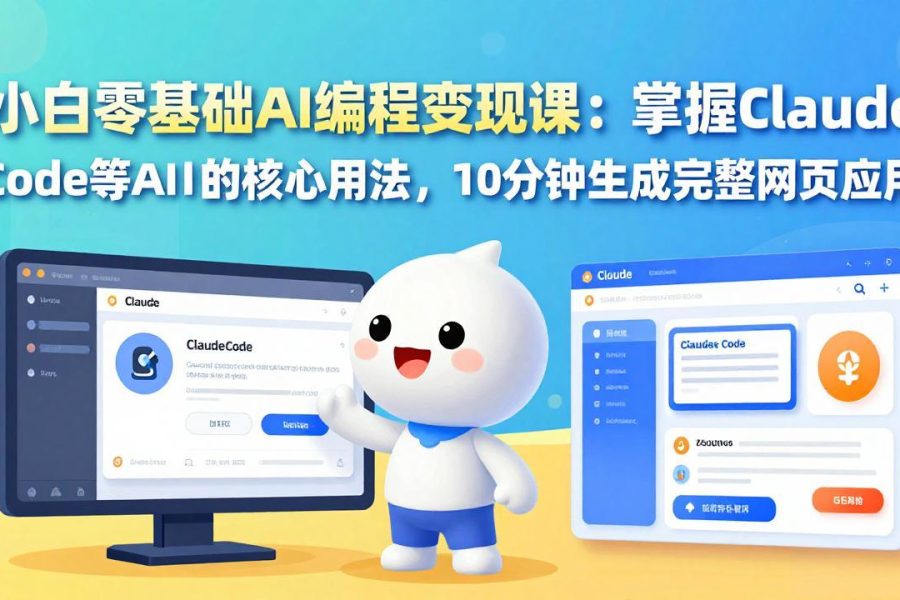 小白零基础AI编程变现课：掌握Claude Code等AI工具的核心用法，10分钟生成完整网页应用