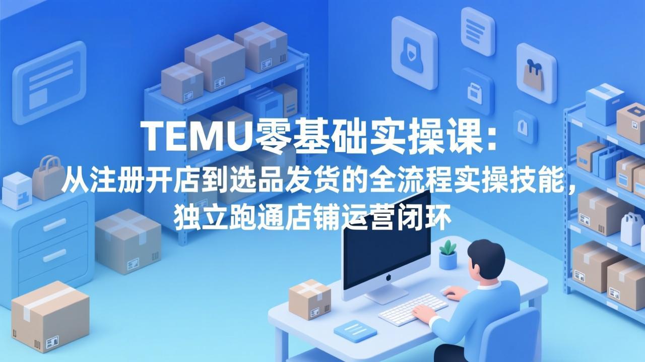 TEMU零基础实操课：从注册开店到选品发货的全流程实操技能，独立跑通店铺运营闭环-创课坊
